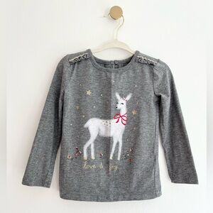 💫$6/ADD ON 💫 Carter's “Love & Joy” Gray Long Sleeve Deer Holiday Tee | Girls 2T